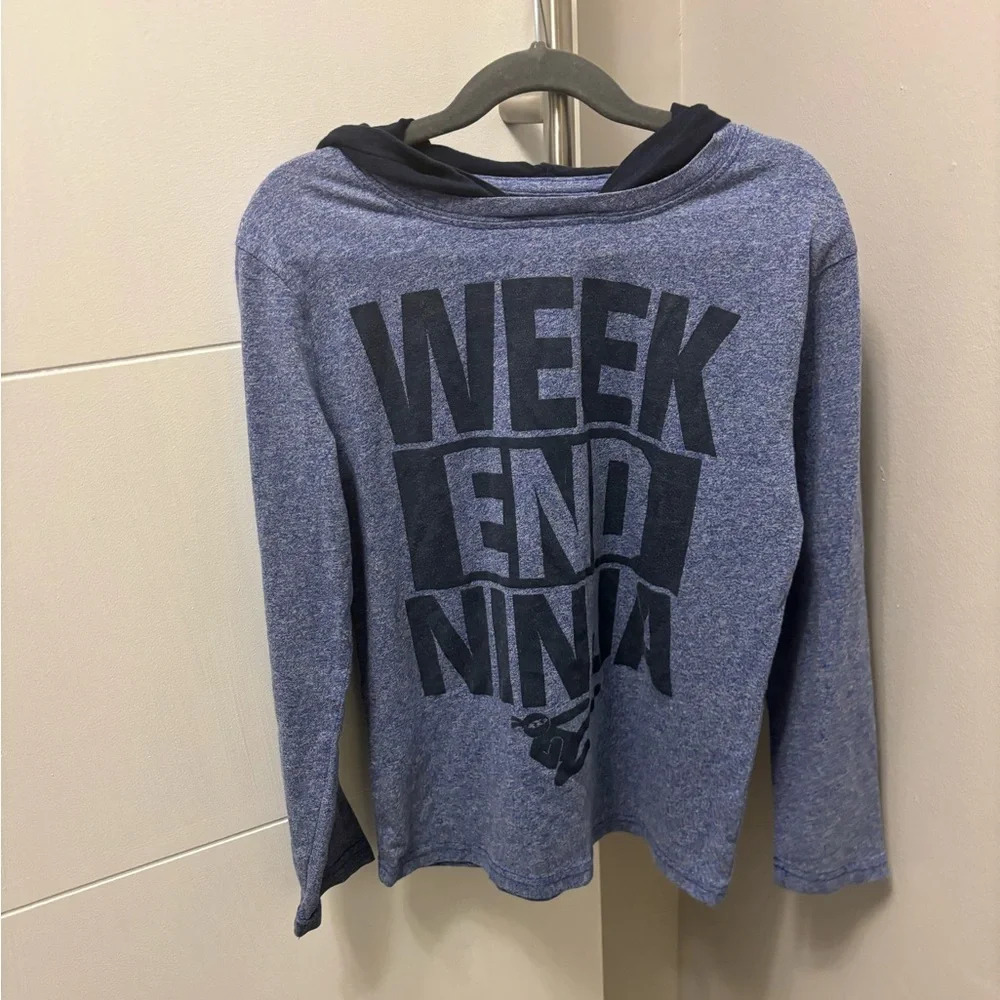 The Children’s Place Boys Weekend Ninja Navy Blue Long Sleeve Hooded Shirt Sz 8